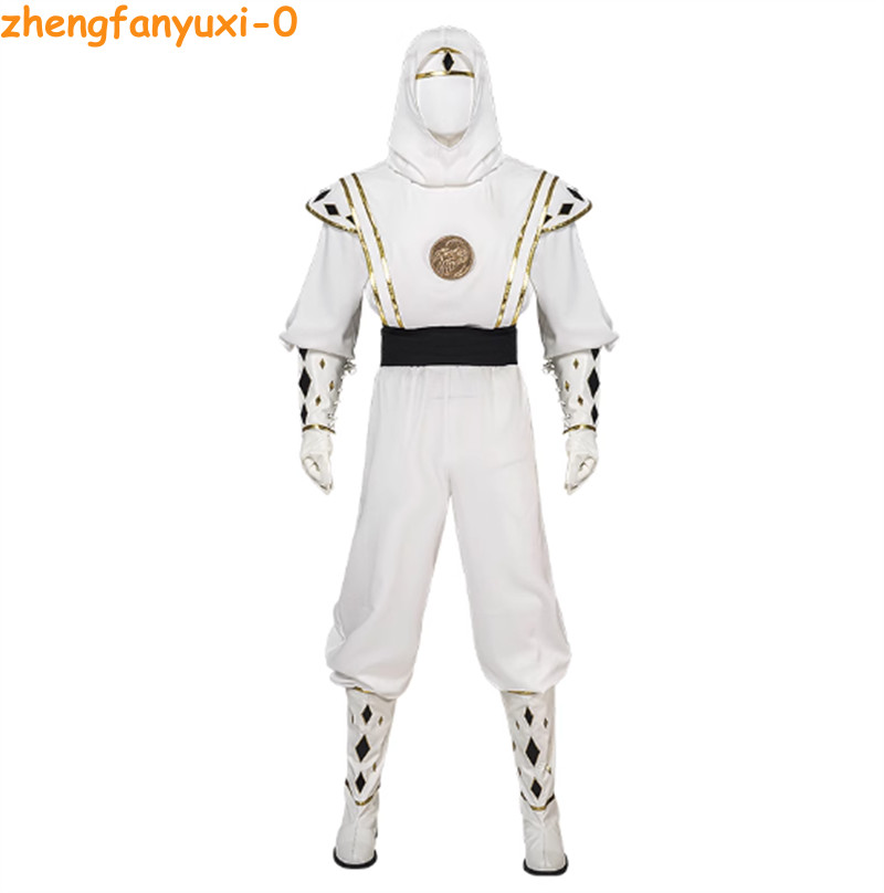 Power Rangers White Ninja Morph Men Cosplay Custome Outfits Halloween Full Suit