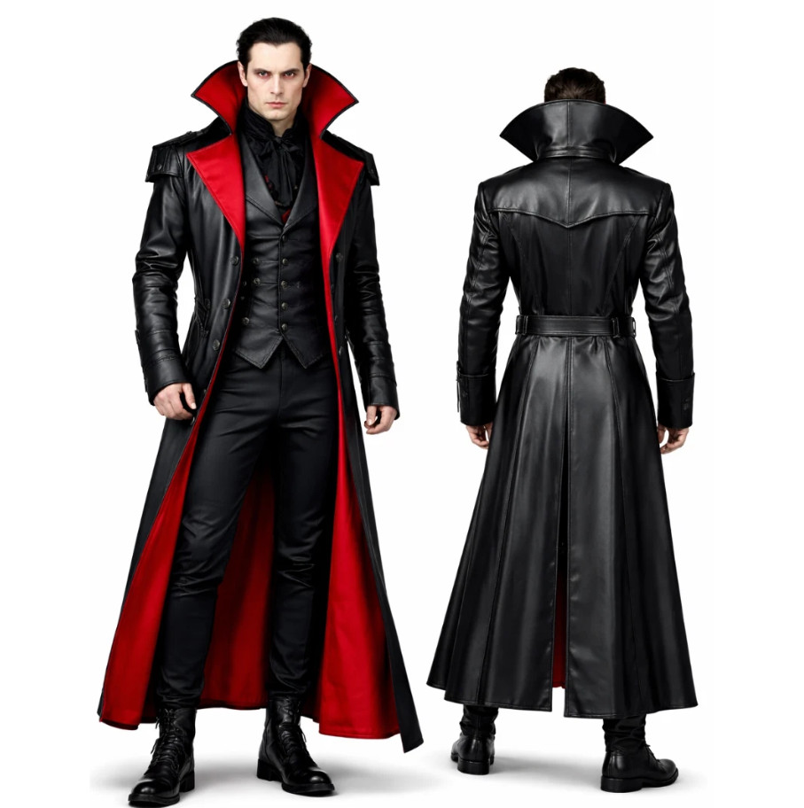 Dracula Gothic Vampire Coat Halloween Cosplay Steampunk Costume Dark Fashion Par