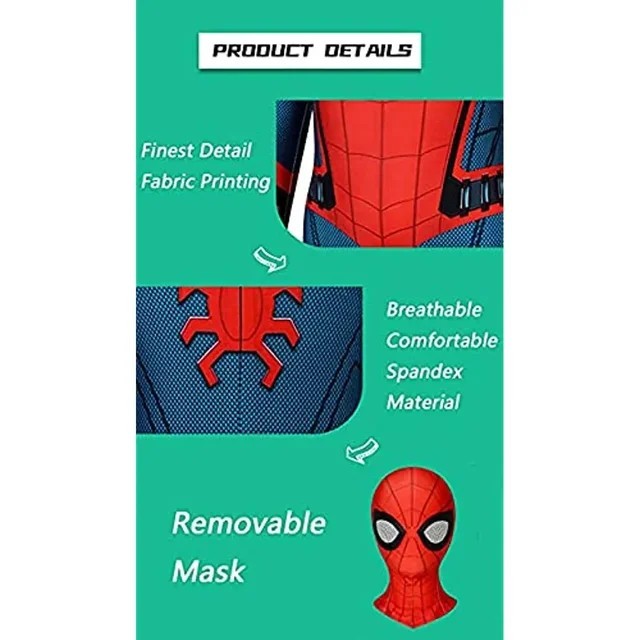 Kids SpiderMan Cosplay Costume Boys Tobey Maguire Outfit Jumpsuit Fancy Dress