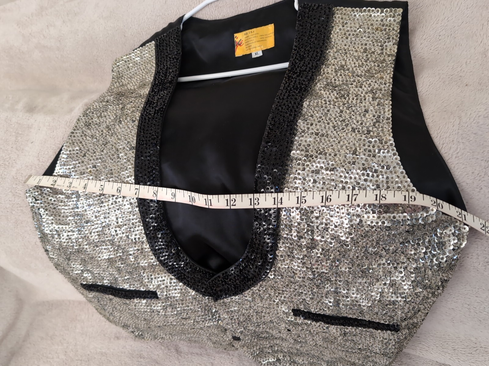 SILVER and BLACK SEQUIN VEST Formal Magician Costume XL