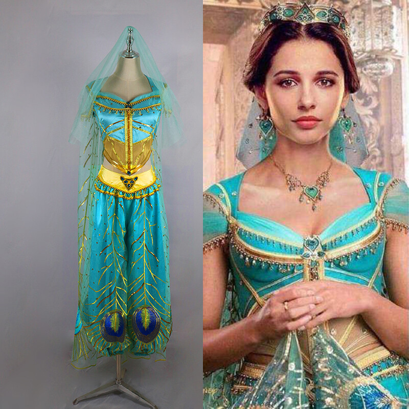 Adult Aladdin Princess Jasmine Cosplay Dress Halloween Costume