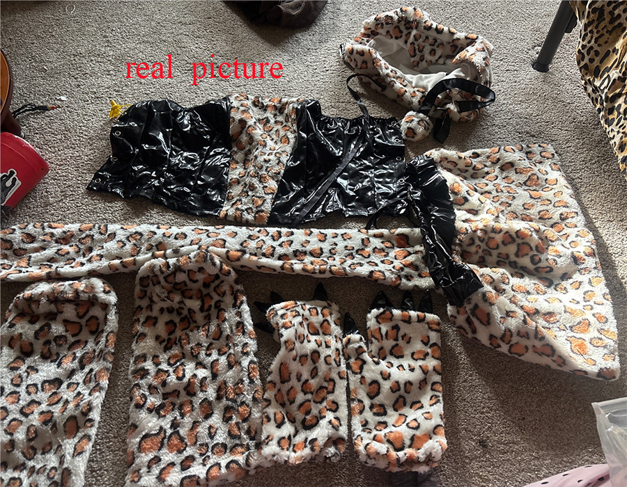 Deluxe Sexy Plush Leopard Costume Adult Animal Costumes for Girl Women Halloween