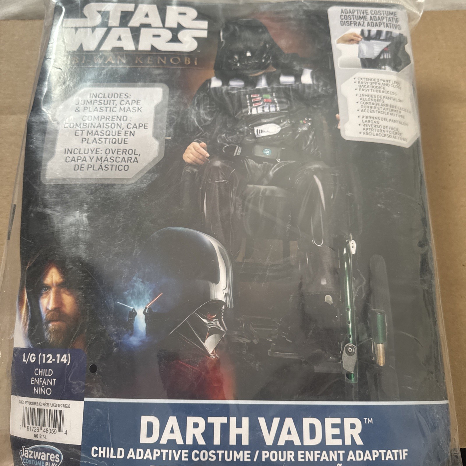 Star Wars Darth Vader Child Adaptive Costume L/G 12–14 Mask & Cape New