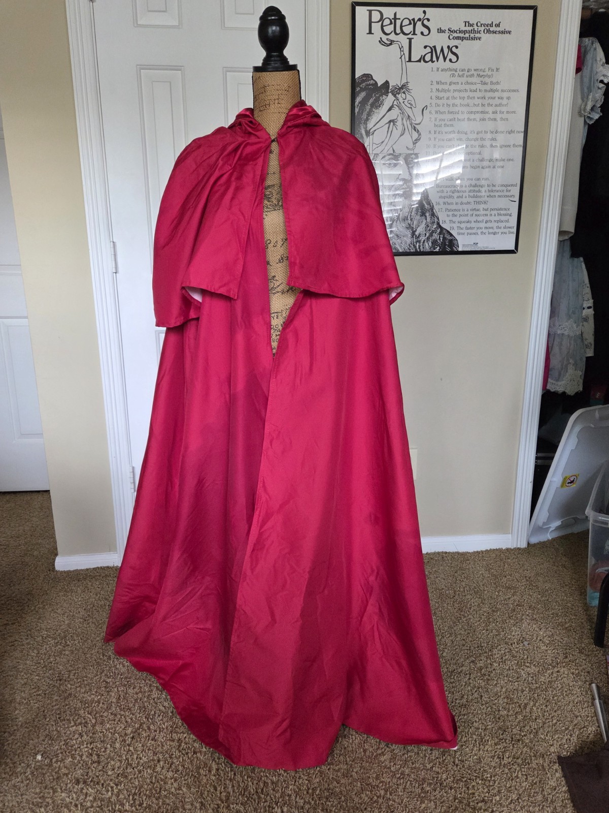 Handmade Red Cardinals Robe With Hood Rennaissance Costume One Size
