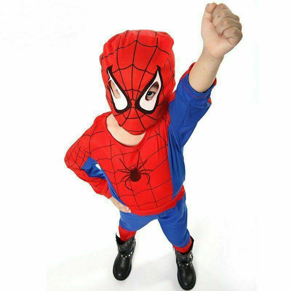 Kids Boys Spiderman Fancy Dress Party Jumpsuit Cosplay Costume Bodysuit 3-7 Age