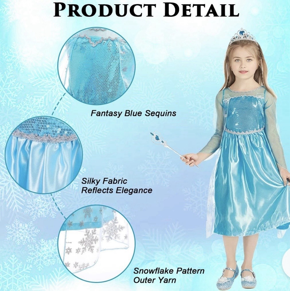 Princess Dress for Girls Costume Halloween Cosplay Birthday Dress Up
