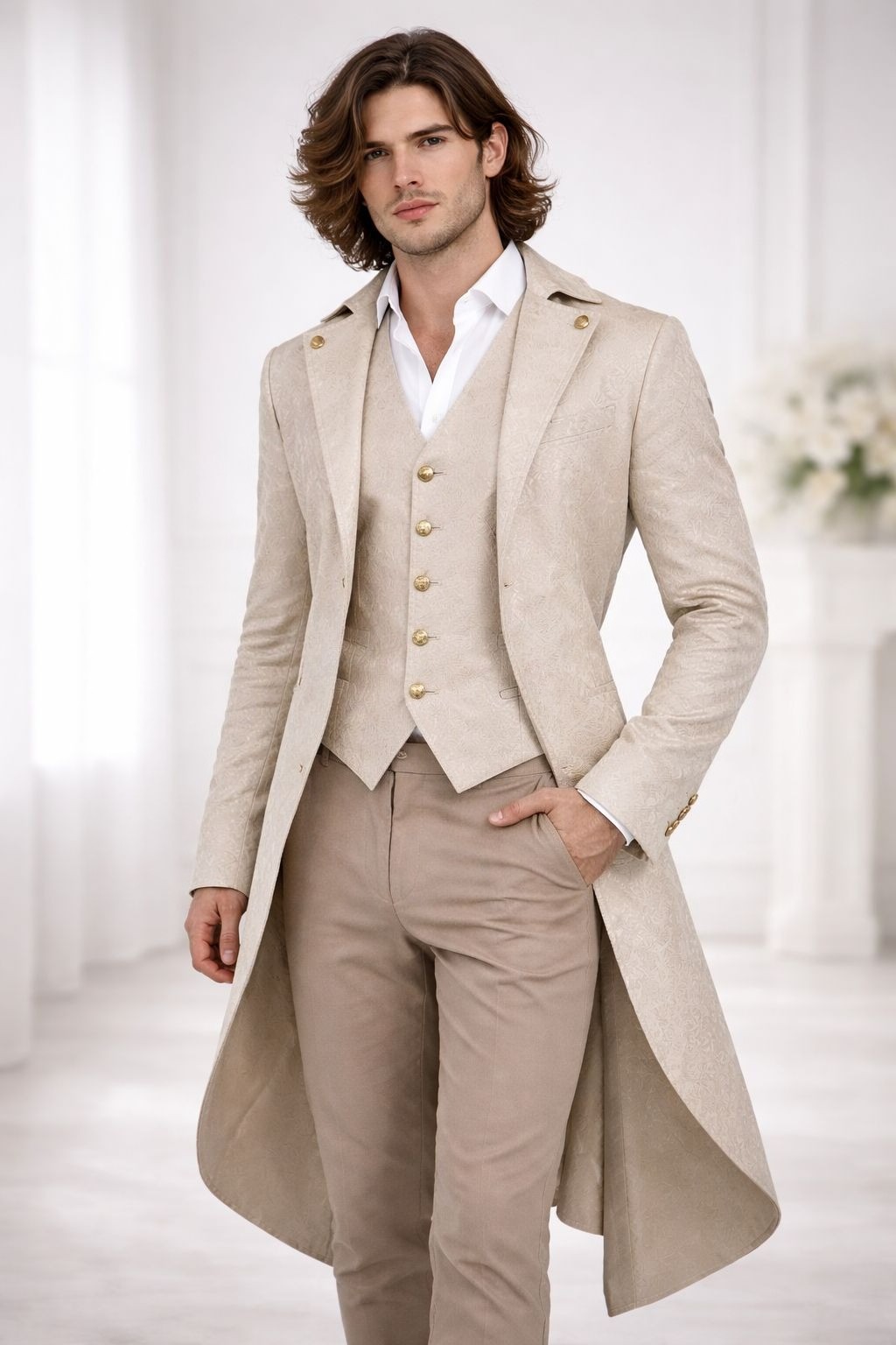 Retro Victorian Steampunk Gothic Men Tailcoat Jacket Tail Coat Halloween Costume