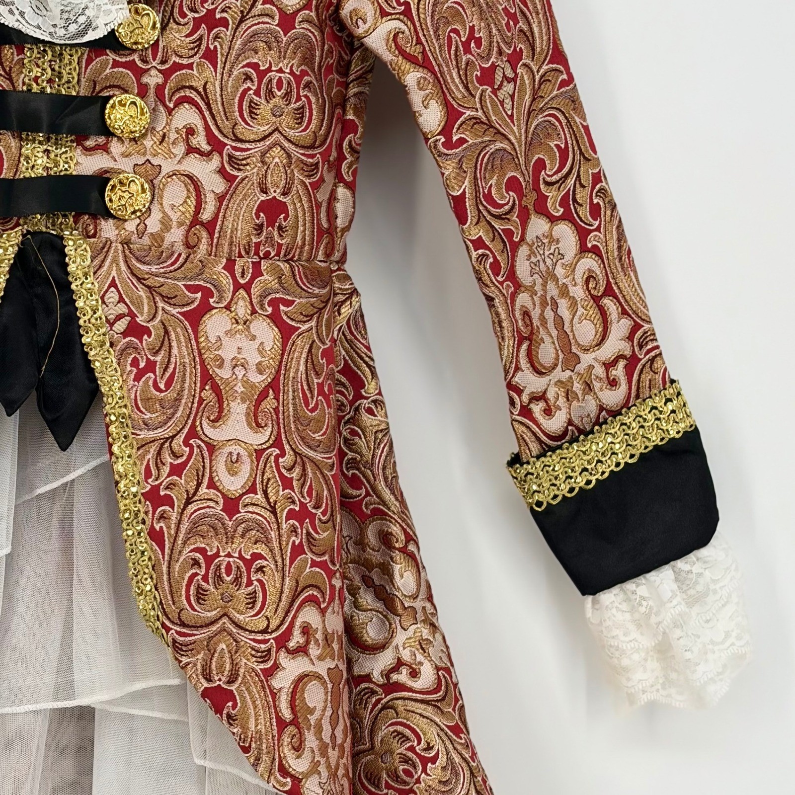 Chasing Fireflies Costume Jacket Boys Size 6 Red Gold Brocade Victorian Prince
