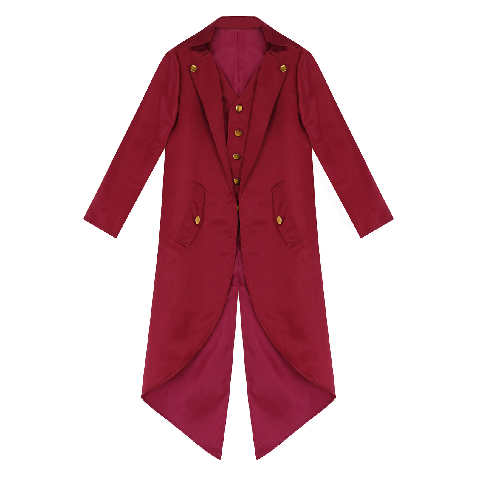 Kids Boys Victorian Tailcoat Costume Kids Formal Tuxedo Vest Halloween Cosplay