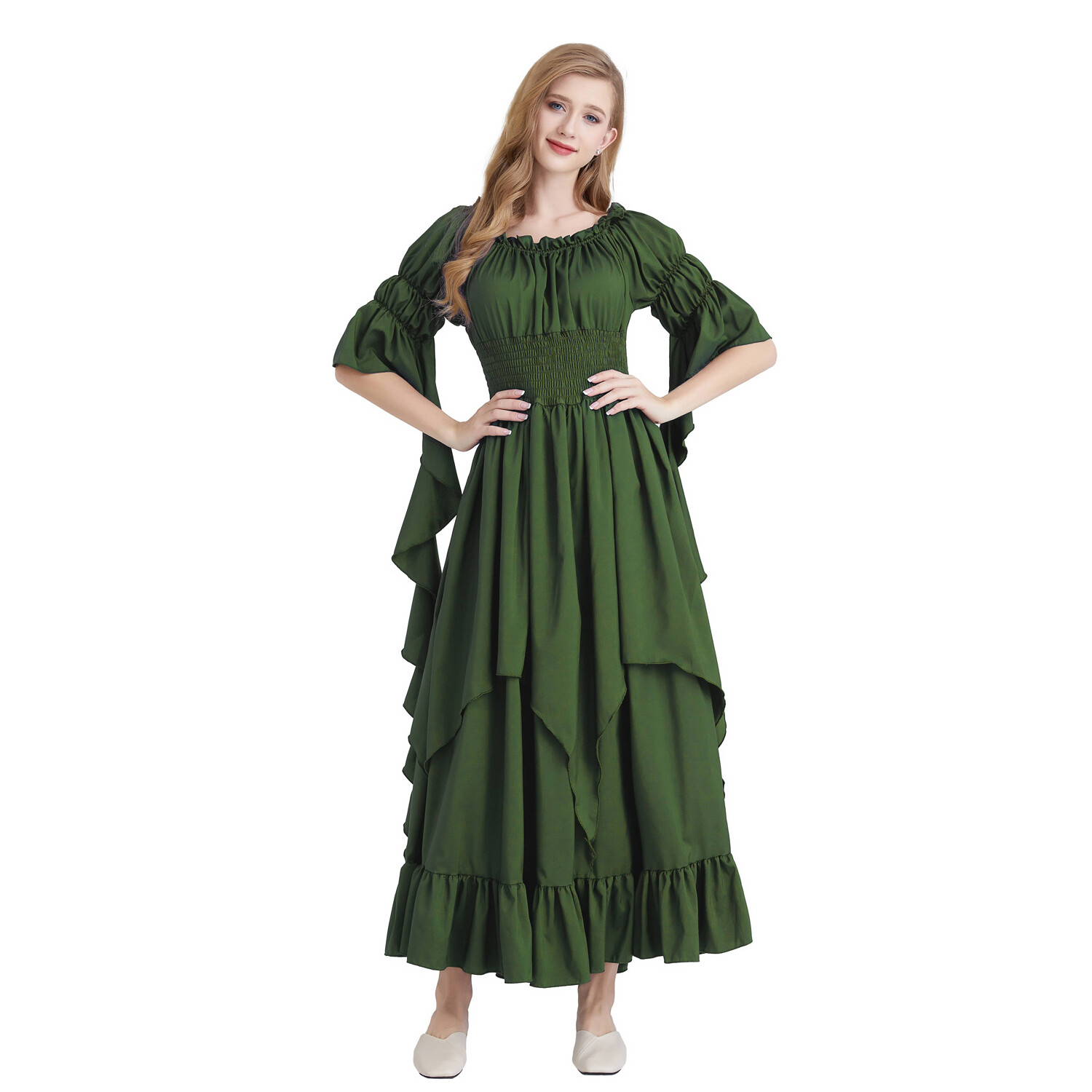 Halloween Costumes Elastic Stretch Waist Cinque Century Renaissance Women Dress