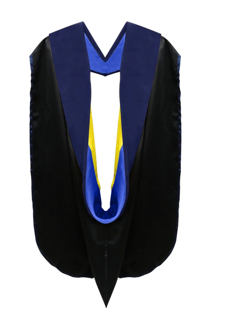 Phd Hood Dark Blue Velvet – Royal Blue & Gold