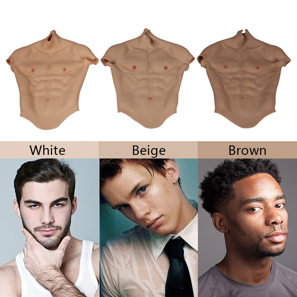 Dokier Realistic Silicone Fake Male Chest Abdominal Muscle Simulation Vest Suit