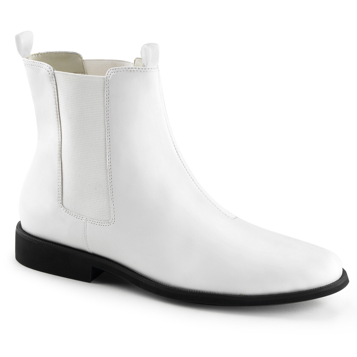 Men’s White 1″ Heel Pull On Halloween Costume Trooper Chelsea Boots TRO12/WPU