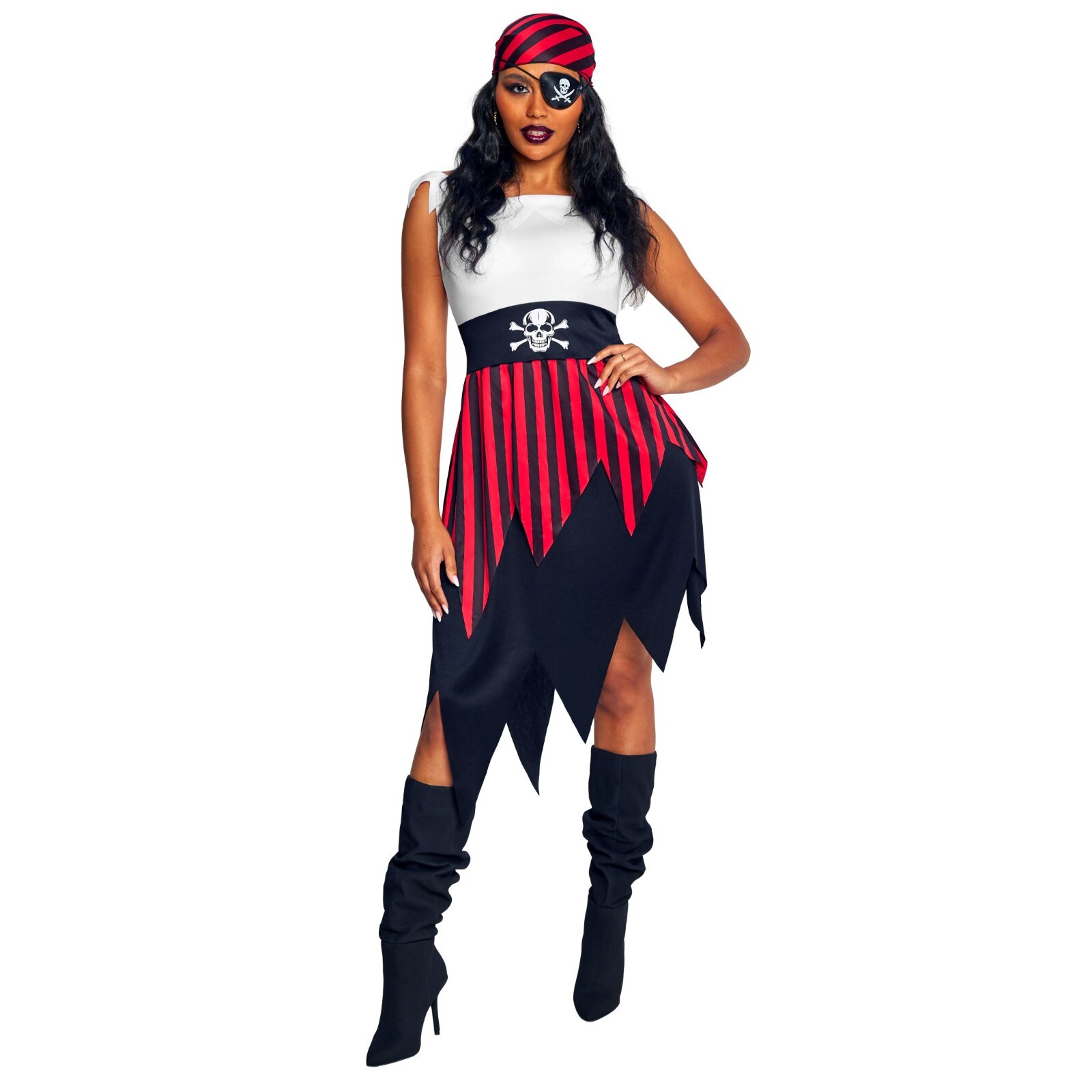 Women`s Pirate Costume Size S – XL Ladies Caribbean Buccaneer Wench Halloween