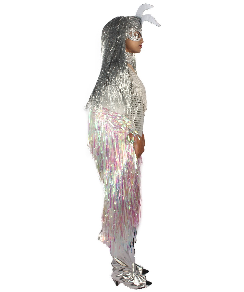 HPO Halo Bunny Masquerade Silver & White Tinsel Costume Bundle