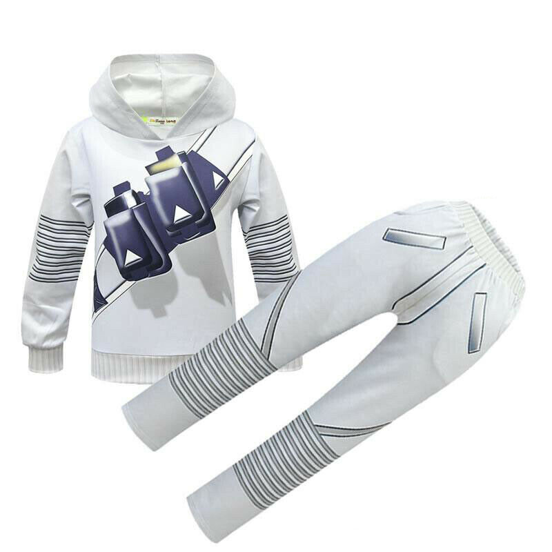 DJ MarshMello Music Party Hoodie Top + Pants Suit Set Costume Cosplay Boys Kids
