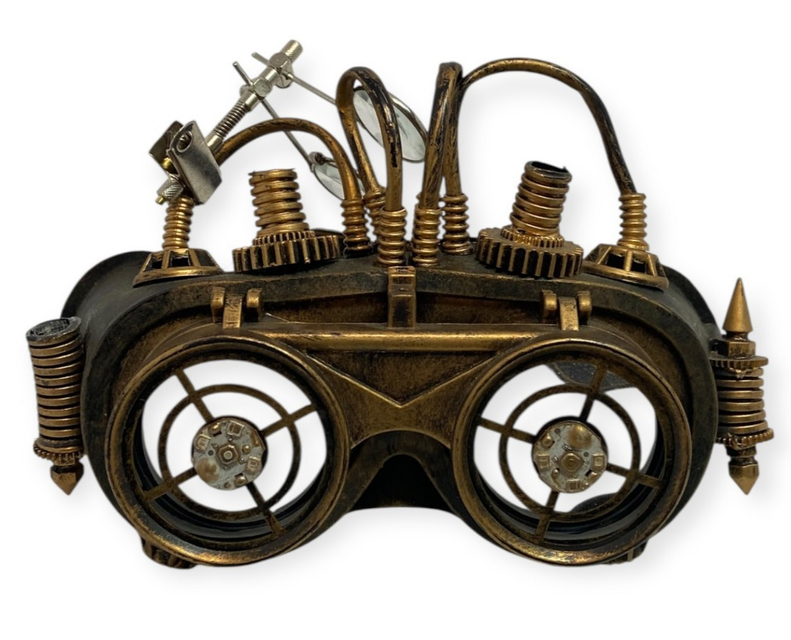 🍉 ADULT SIZE PLASTIC GOLD TONE STEAM PUNK STEAMPUNK GOGGLES GLASSES COSTUME EUC