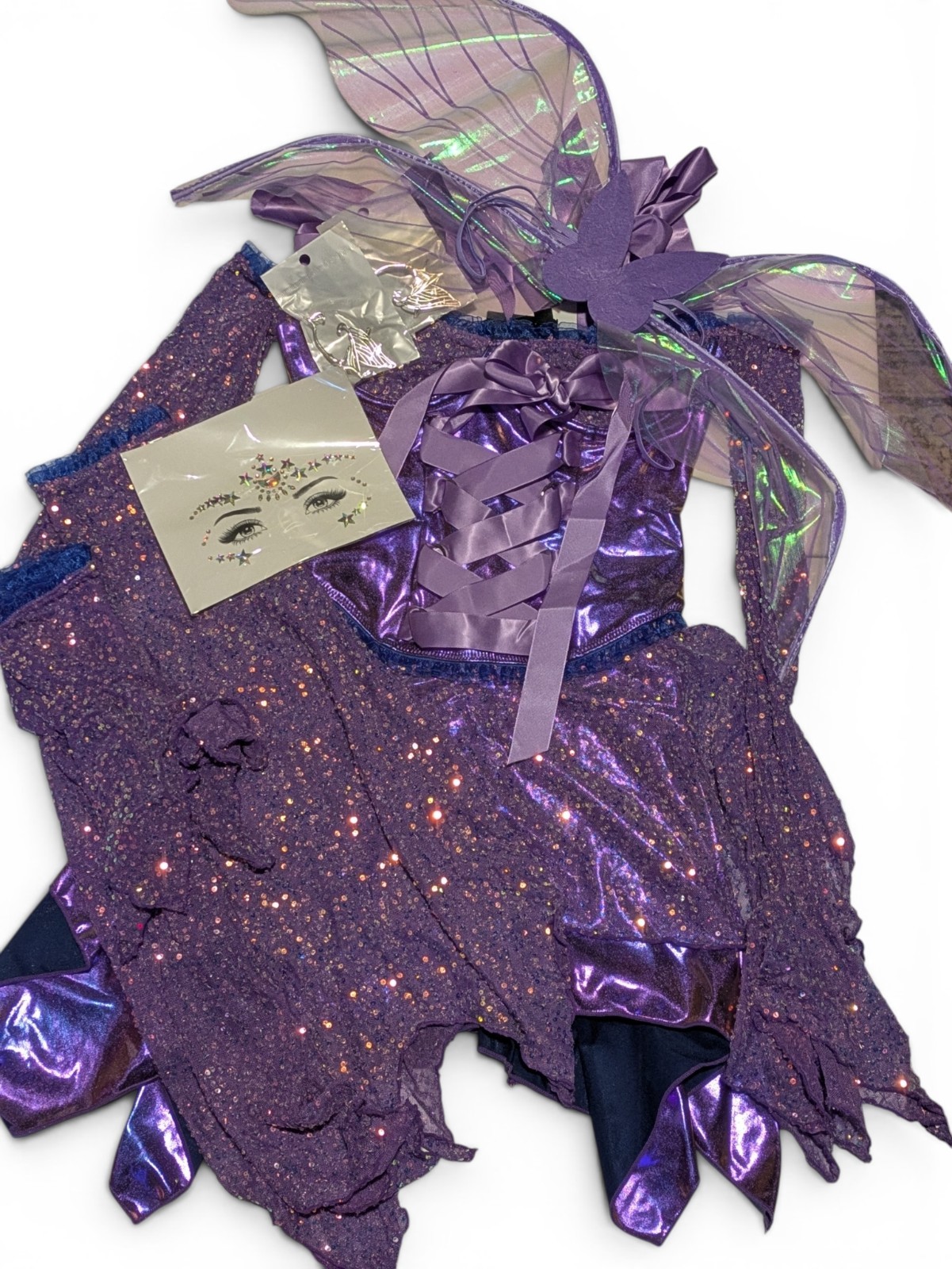 NWT XS DOLLS KILL Trickz N Treatz Cyber Fairy Costume Set Purple