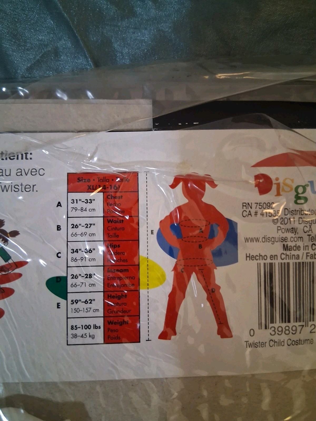 licensed Twister Game child costume Size XL (14-16)