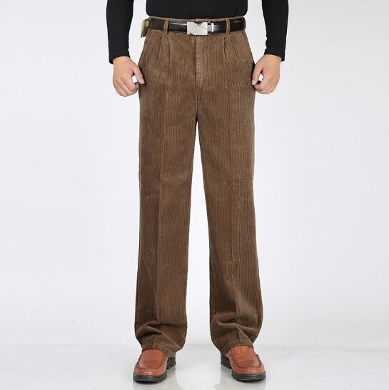 Women Mens Corduroy Pants Pleated High Waist Loose Corduroy Trousers Long Casual