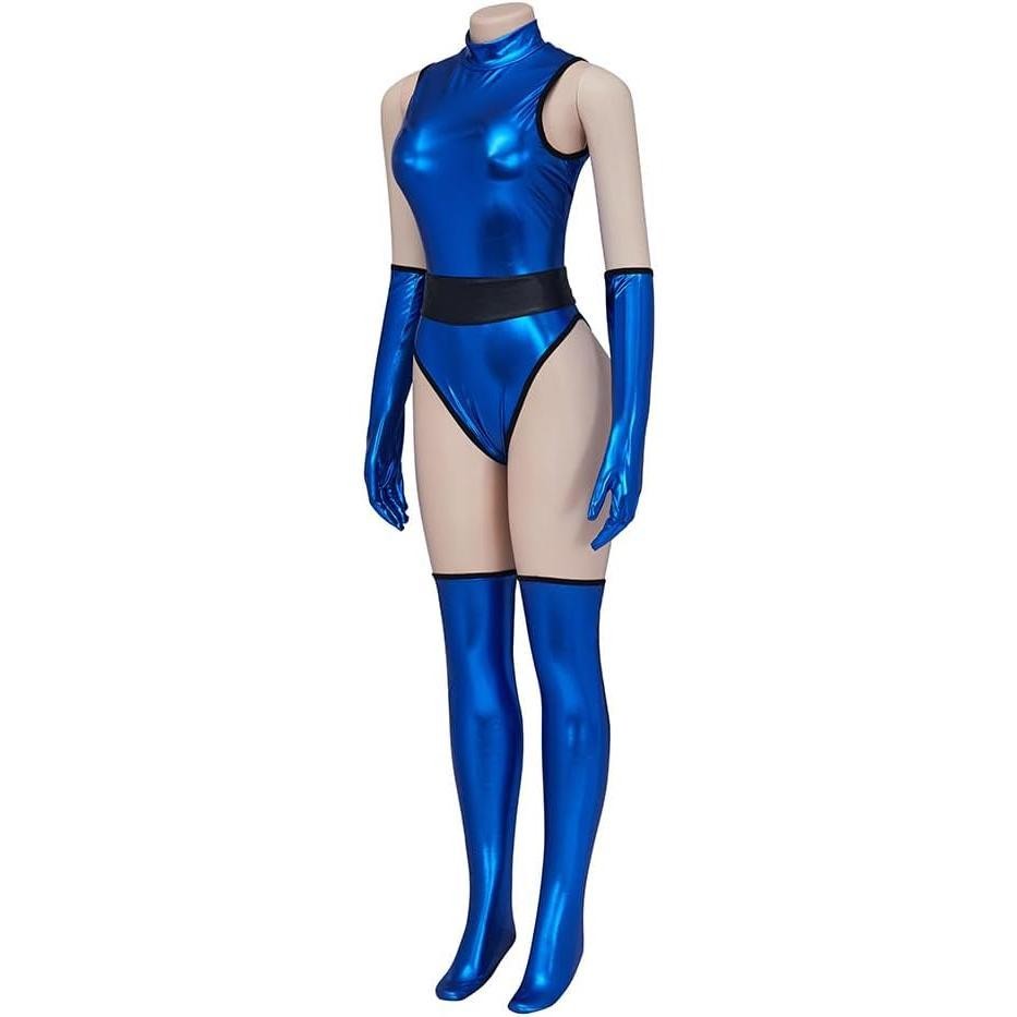 Kitana Cosplay Costume – Sexy Blue Ninja Jumpsuit with Mask for Women