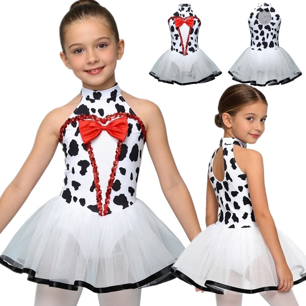 US YiZYiF Girls Dalmatian Puppy Dog Dress Up Halter Tutu Tulle Dress Halloween