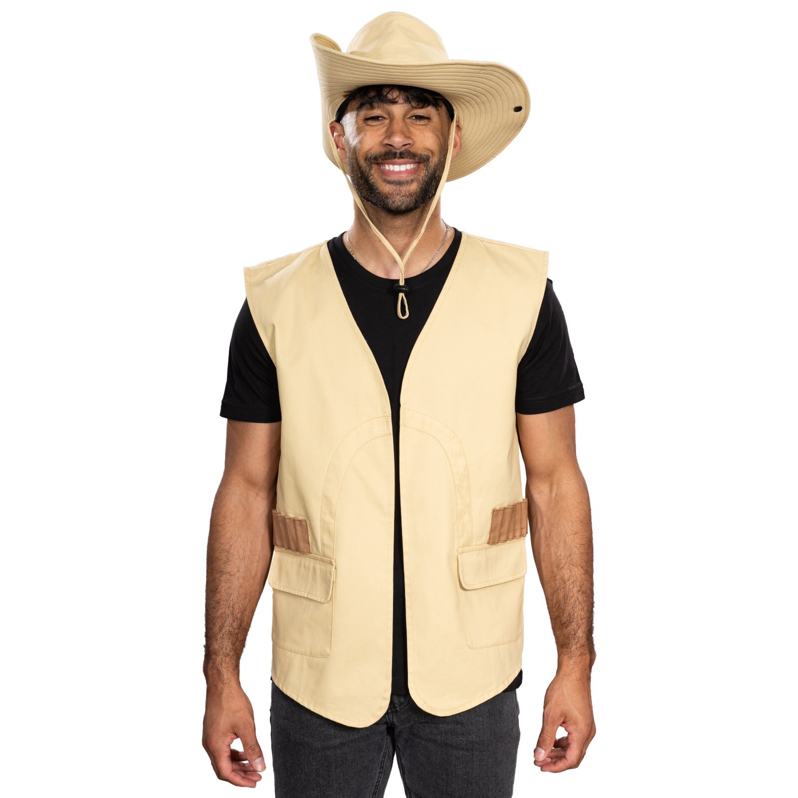 Jurassic Park Muldoon Character Halloween Cosplay Costume Hat & Vest
