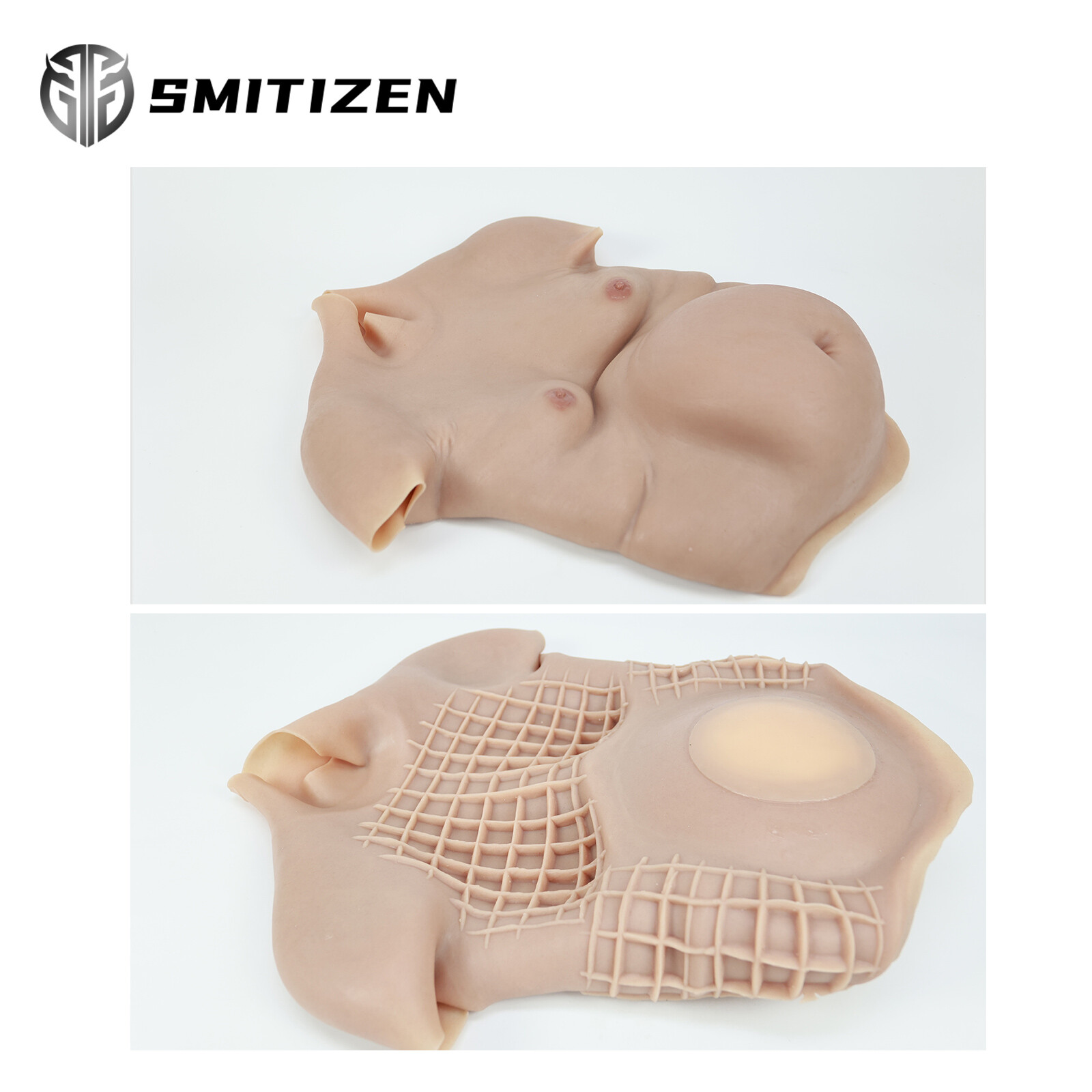 Smitizen Silicone Upper Suit with Fake Beer Belly Costumes for Halloween Party