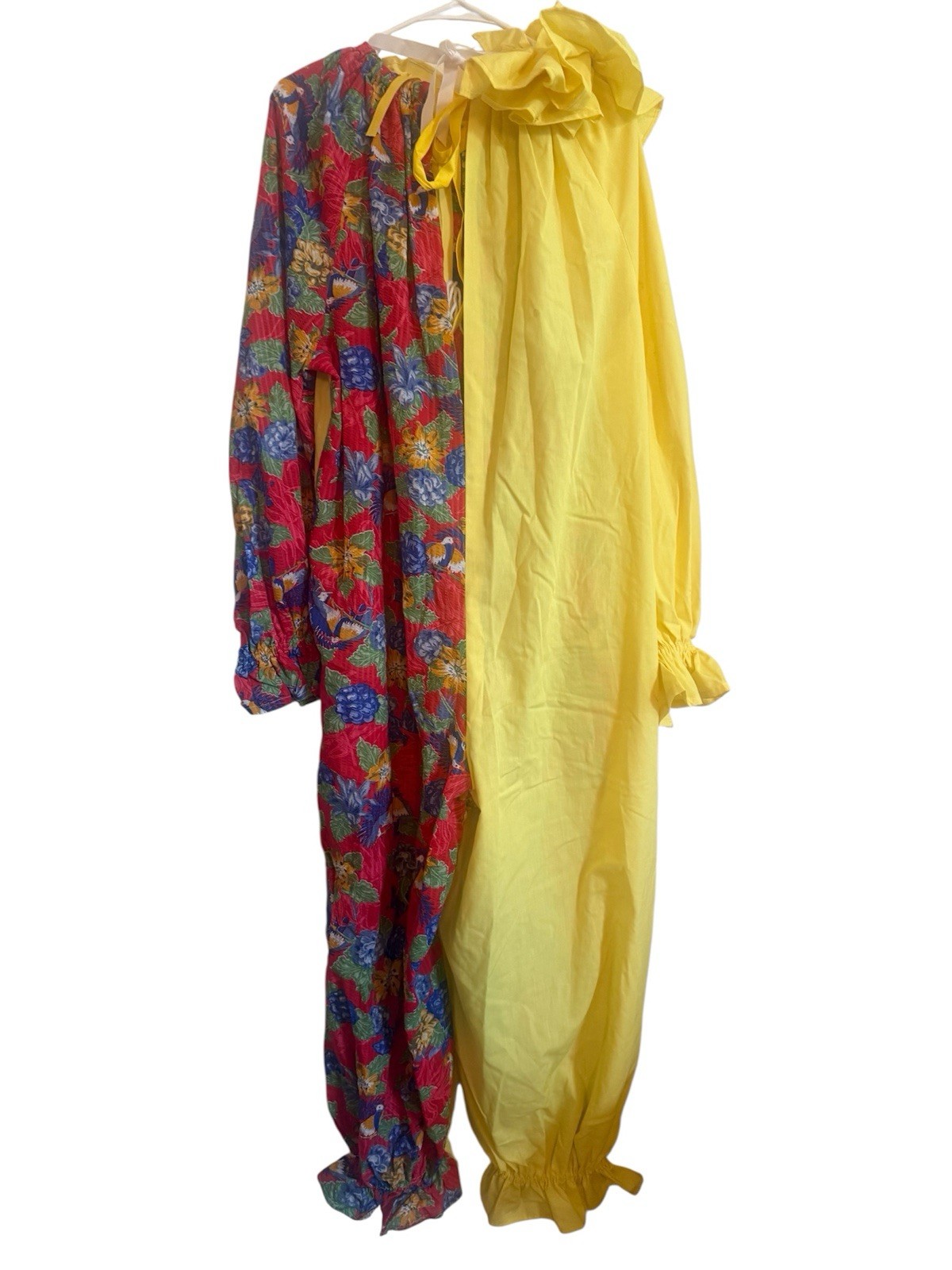 Homemade Adult Clown Costume Suit Romper One Size Yellow