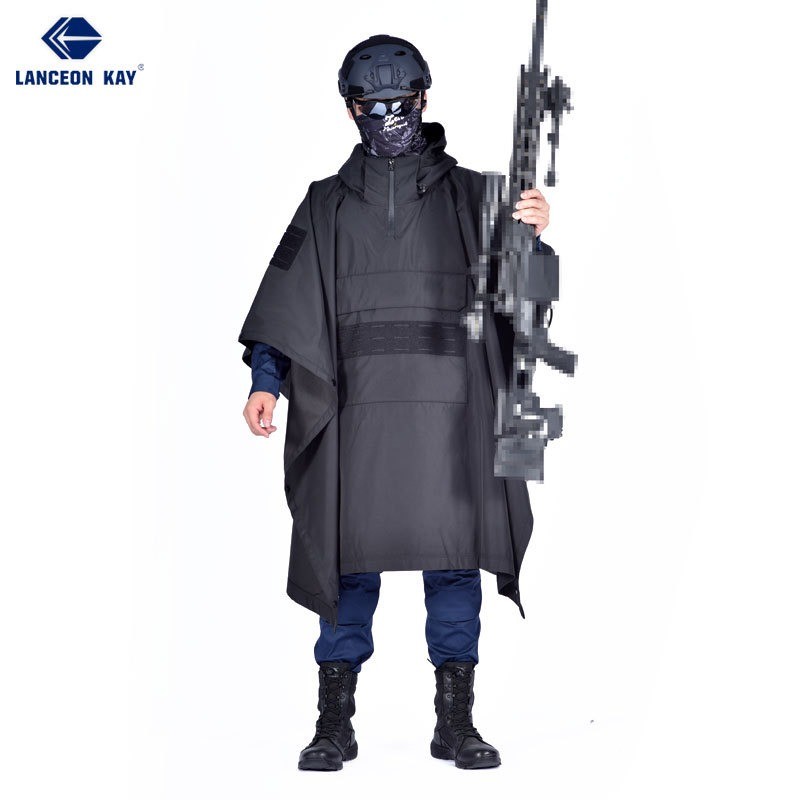Tactical Rain Poncho Soft Shell Waterproof Outdoor Cycling Training Raincoat Men
