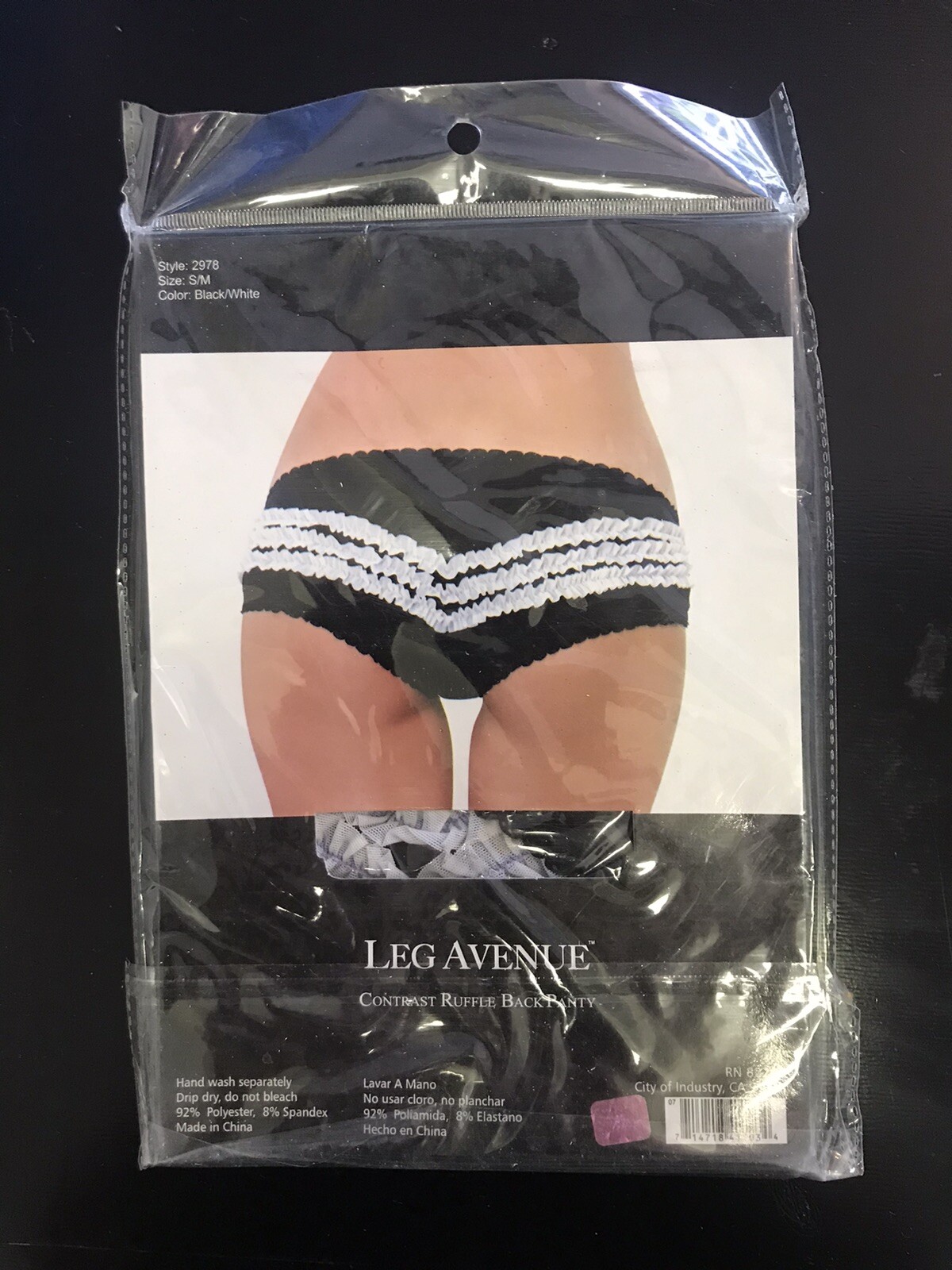 Contrast Ruffle Panty Bloomer Black White by LEG AVENUE Dance French Maid S/M
