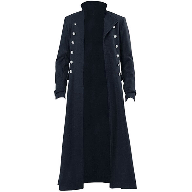 Steampunk Mens Gothic Medieval Cosplay Halloween Costume Gown Coat Long Jacket