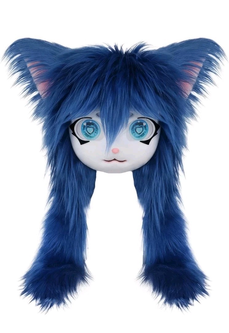 New Fursuit Long Haired Husky Fox Mascot Head Party Halloween Fur Role-playing