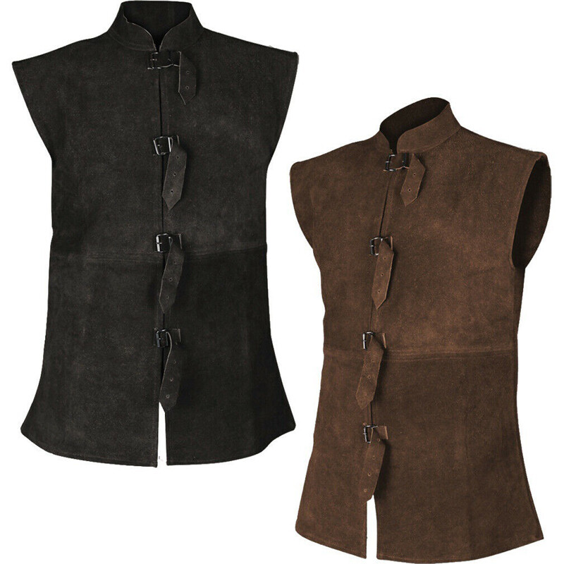 Medieval Men Vintage Steampunk Vest Renaissance Sleeveless Cosplay-Costume Shirt