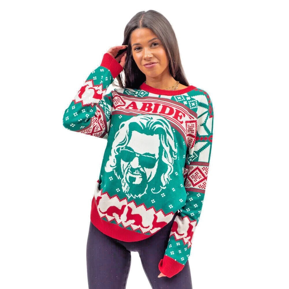 Adult Unisex Funny Big Lebowski Movie The Dude Abides Ugly Christmas Sweater