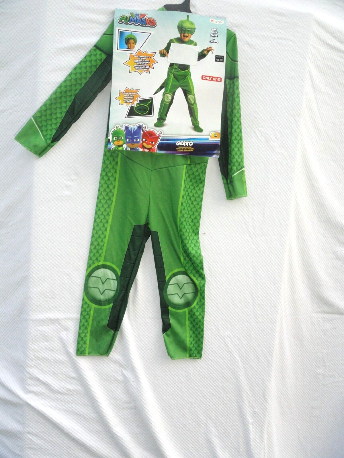 Child’s Boys Classic Gekko PJ Masks Superhero Costume Size 3T-4T