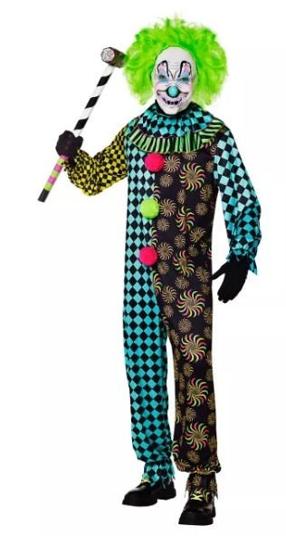 Men’s Neon Clown Costume Size Medium