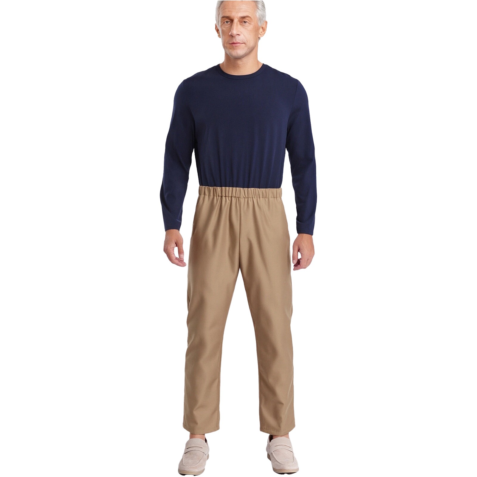 Men Alzheimer Adaptive Clothing Long Sleeve Elastic Waist Back Zipper Jumpsuit