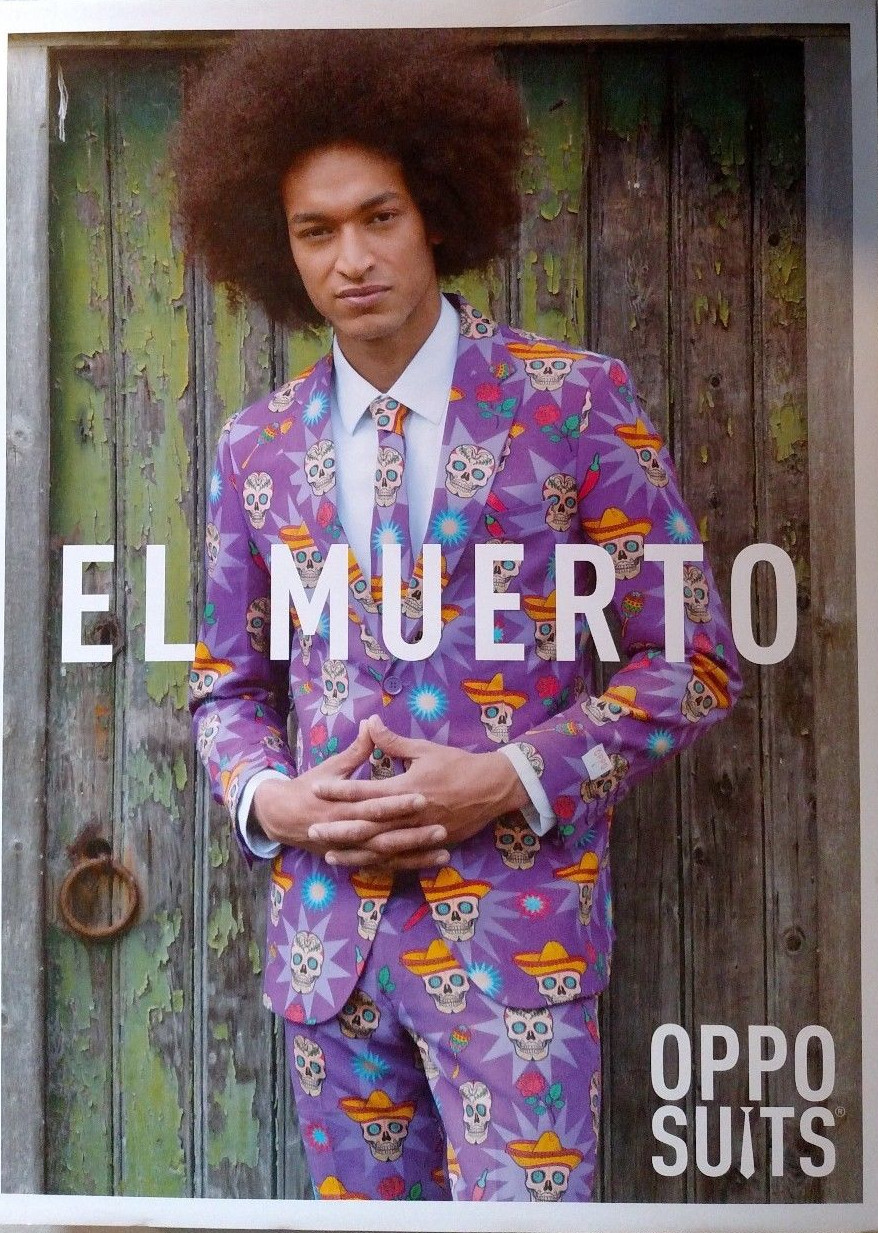 Day of The Dead Halloween Oppo Suit El Muerto Costume Party Tie Pants Outfit