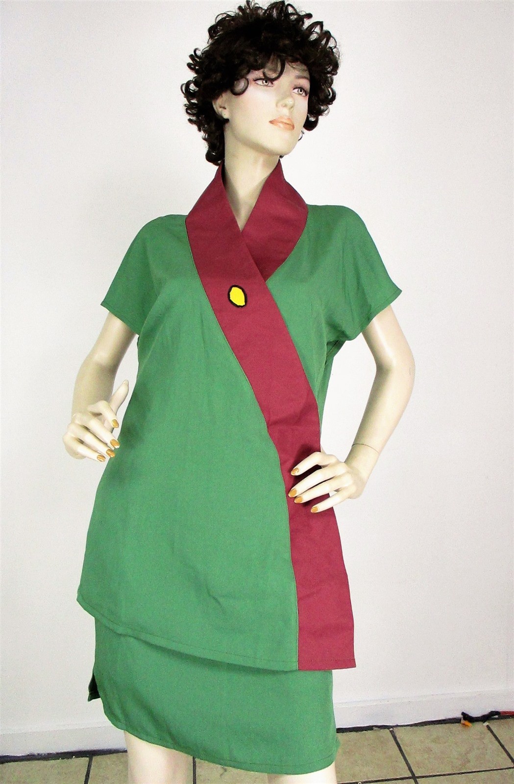 Traditional Asian Style Green Robe Tunic Stage Costume Theater Reenactment S/M