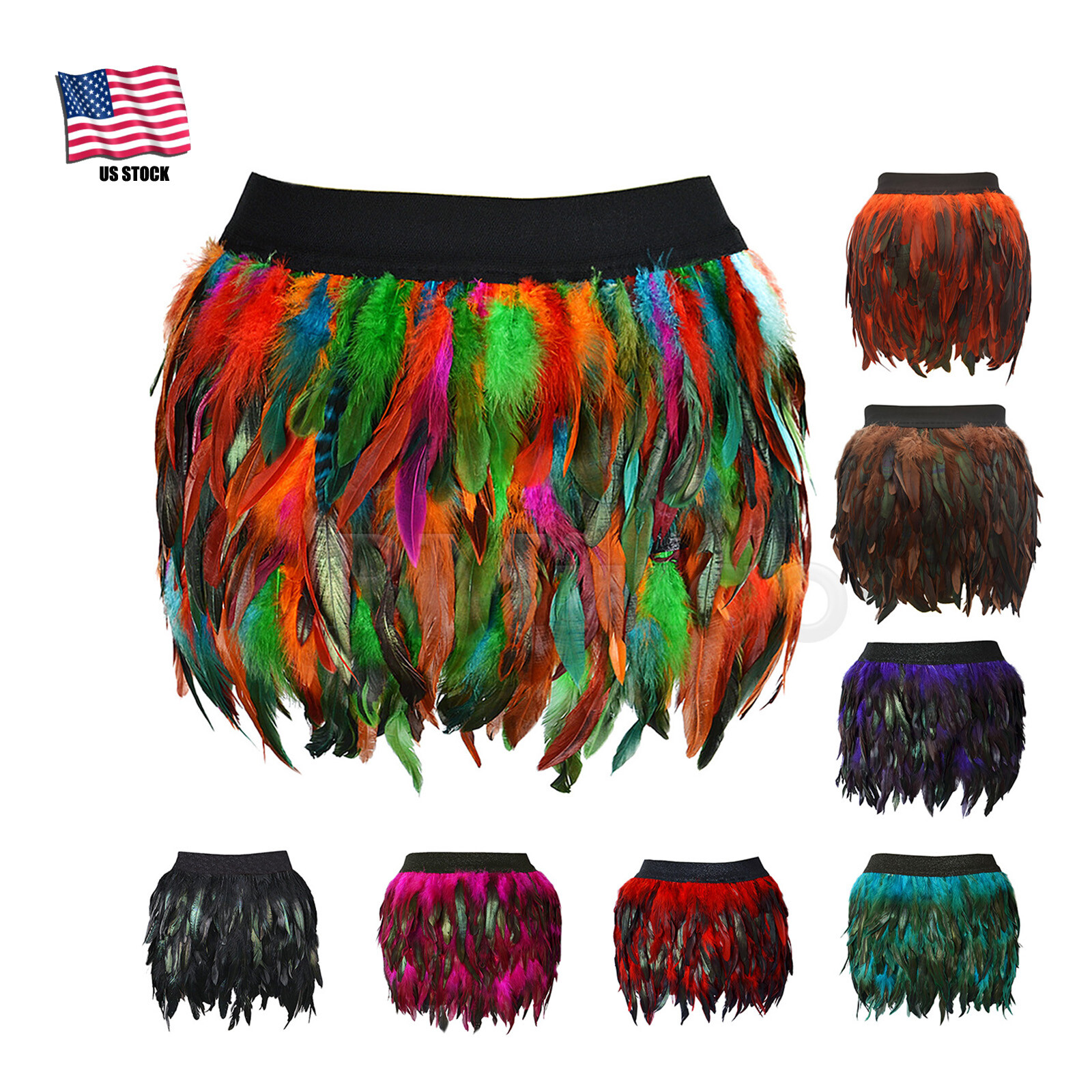 Fashion Girl Women’s Artificial Feather Mini A-line Skirt Role CosPlay Costume