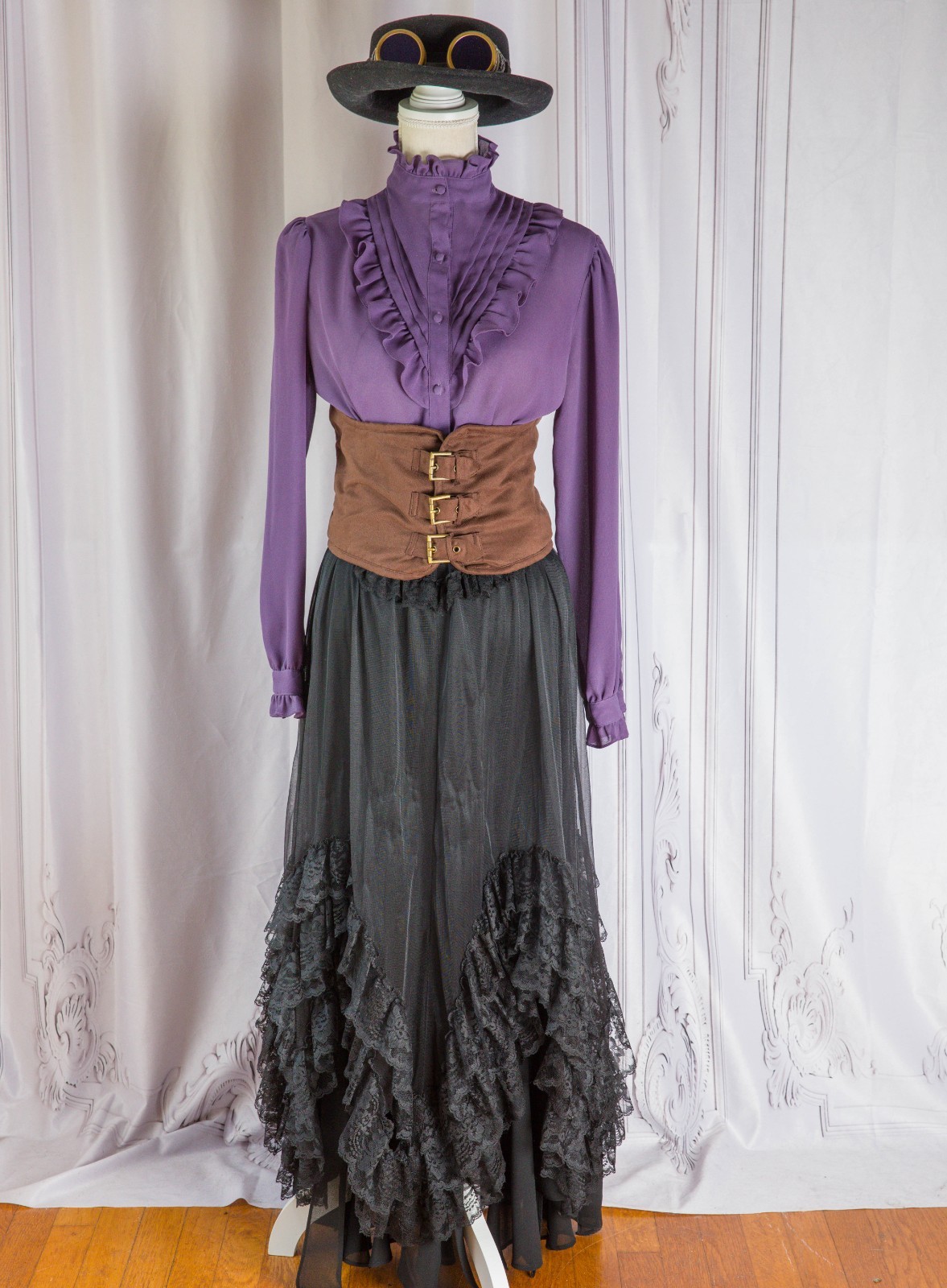 Purple Black Ladies Steampunk Costume Large Victorian