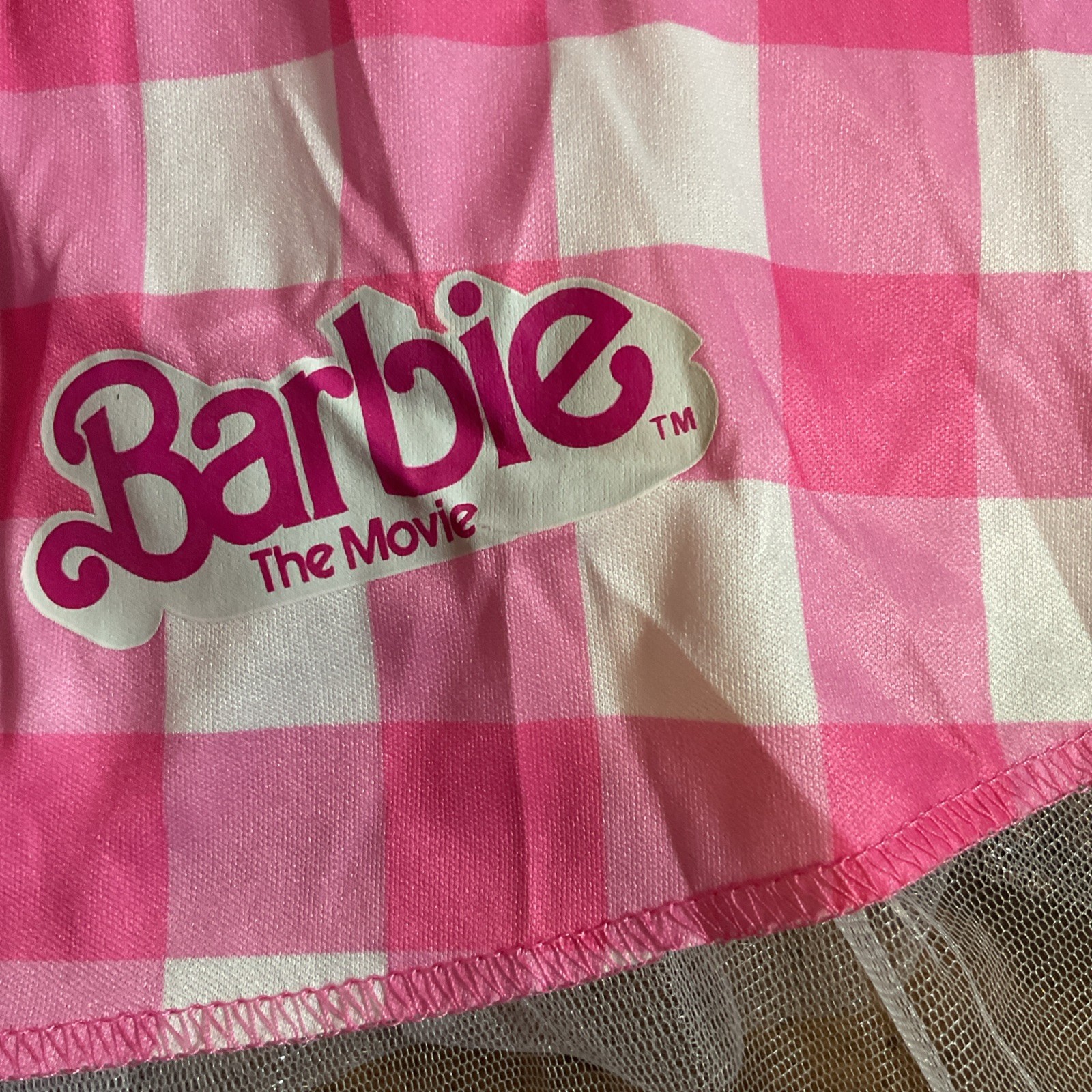 NEW Barbie Movie Gingham Tutu Kit Halloween Costume Girls S/M Skirt Bandana