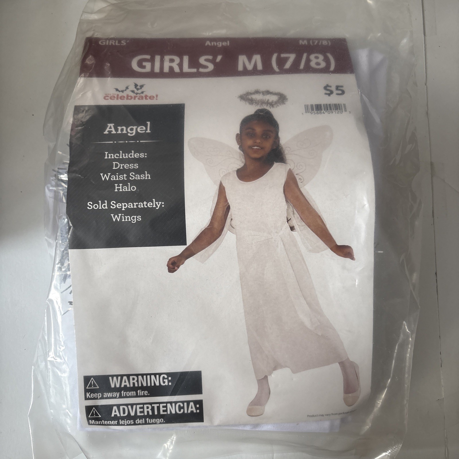 Angel Costume with Tinsel Halo and Sheer Sleeves