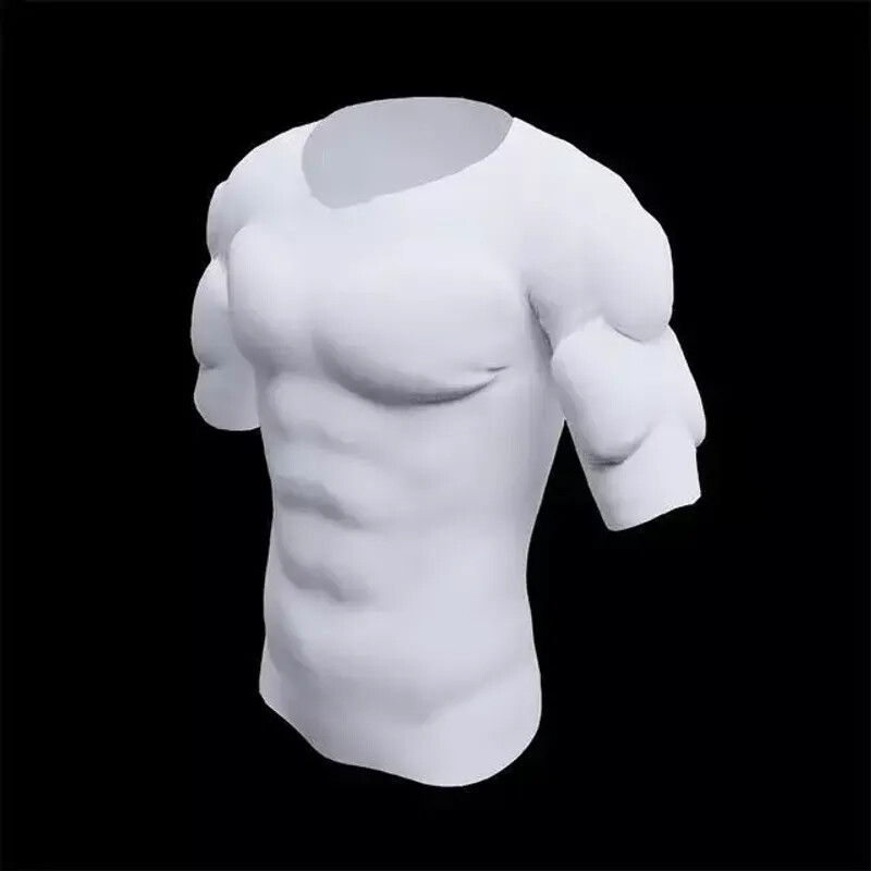Men Invisible Abs Fake Muscle Body Suit With Chest Male Undershirt Soft Wear