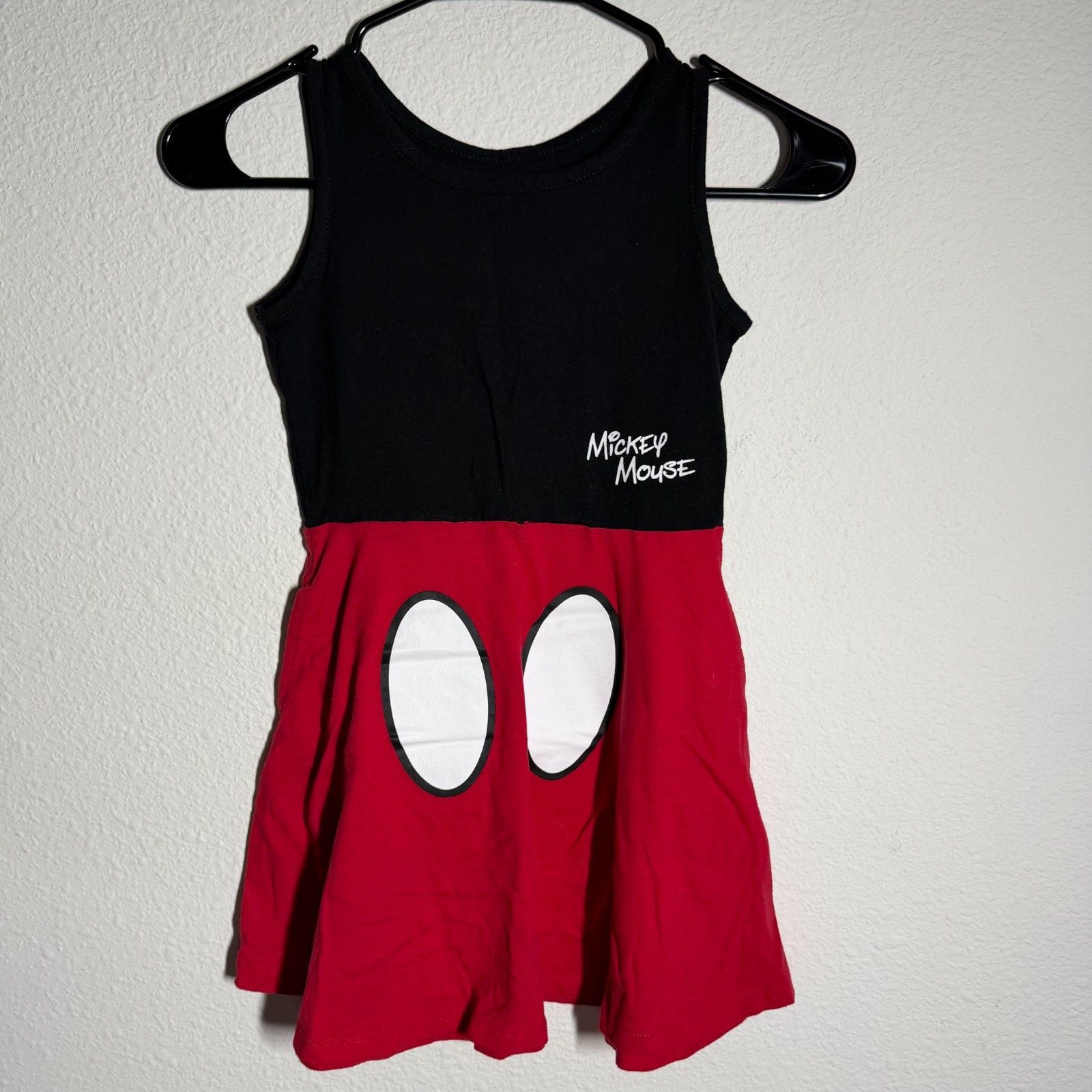 Disney Mickey Mouse Tank Dress Girls XS 4/5 Black Graphic Cotton Cosplay Costume