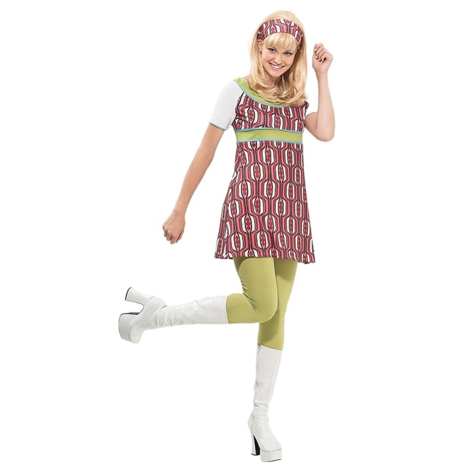 PMG Halloween Retro Mod Dress Pink Adult Halloween Costume Size M or L