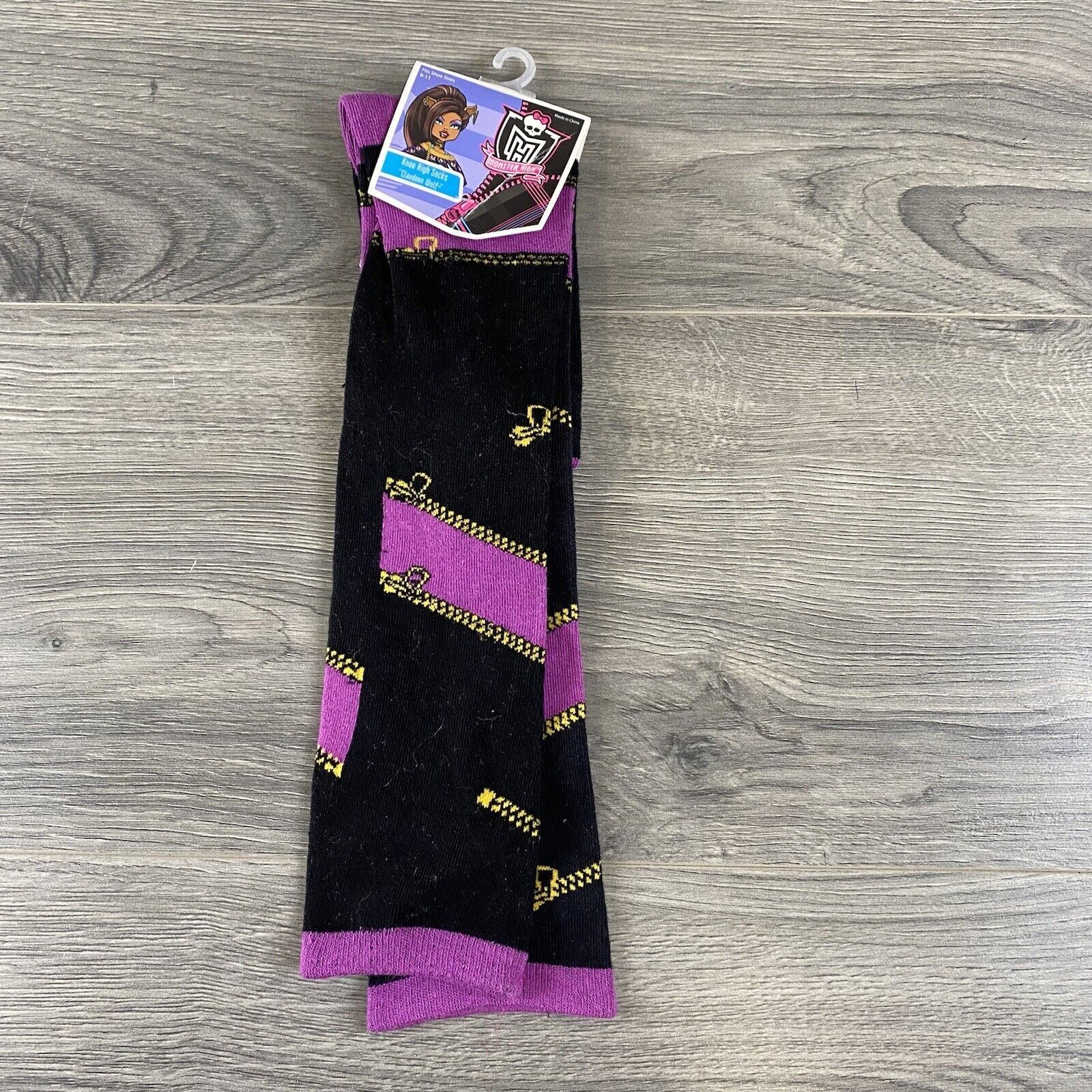 Monster High Knee High Socks Black Purple Child Fits Shoe 9-11