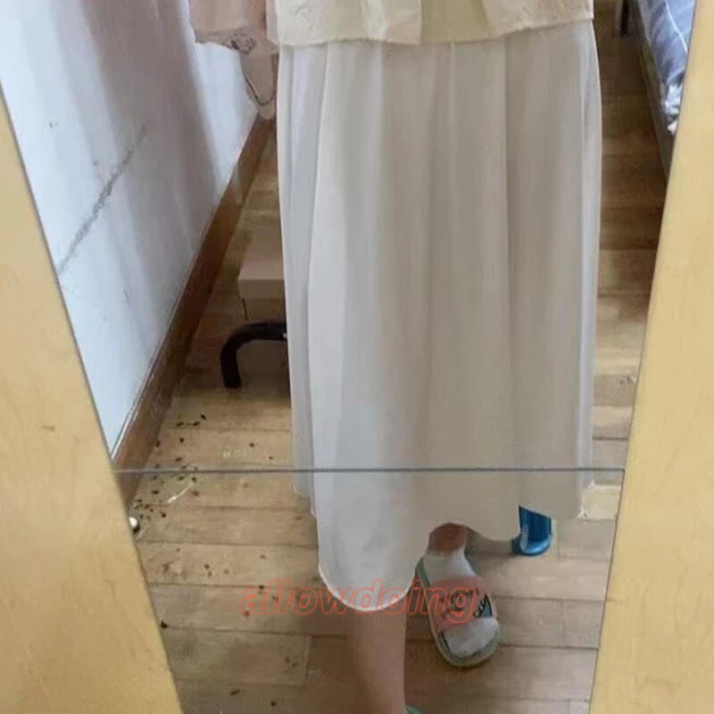 Chinese Innerwear Skirt Women Hanfu Lining Cotton A-Line Underskirt White Black