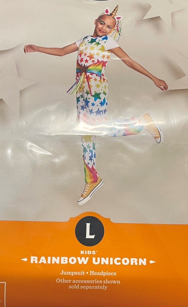 Kids’ Rainbow Stars Unicorn 🦄 Halloween 👻 Costume Large Jumpsuit Headband